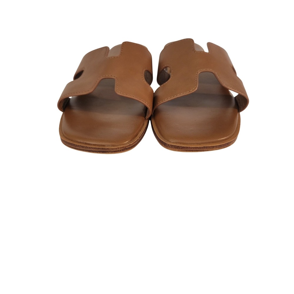 French Cloud Memory Foam H-Cutout Slide Sandals Brown Flat 8.5M - Picture 6 of 8